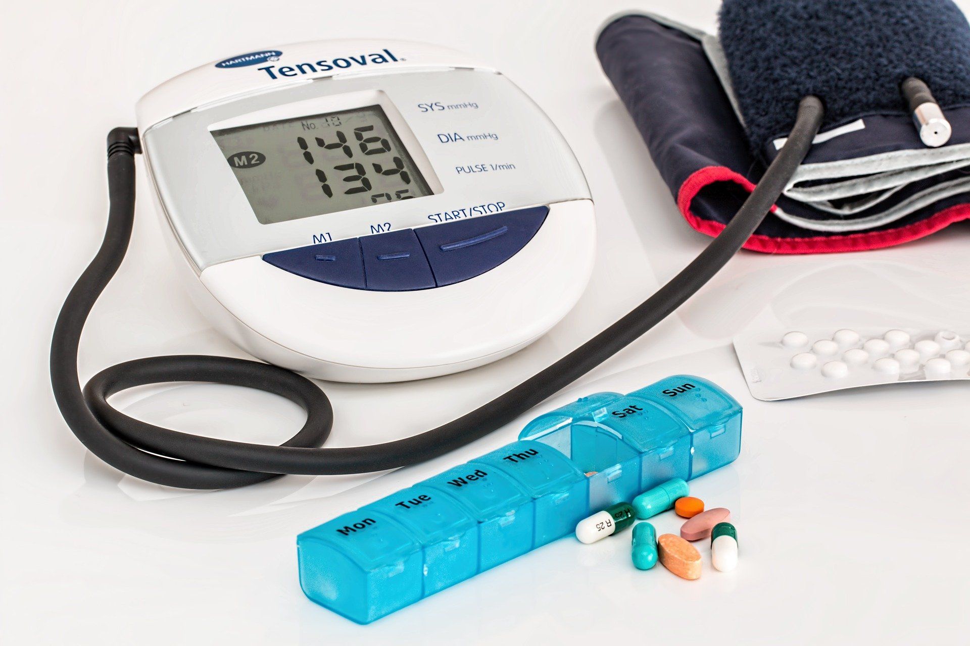 Hypertension treatment includes regular home checking of blood pressure with digital blood pressure monitors.